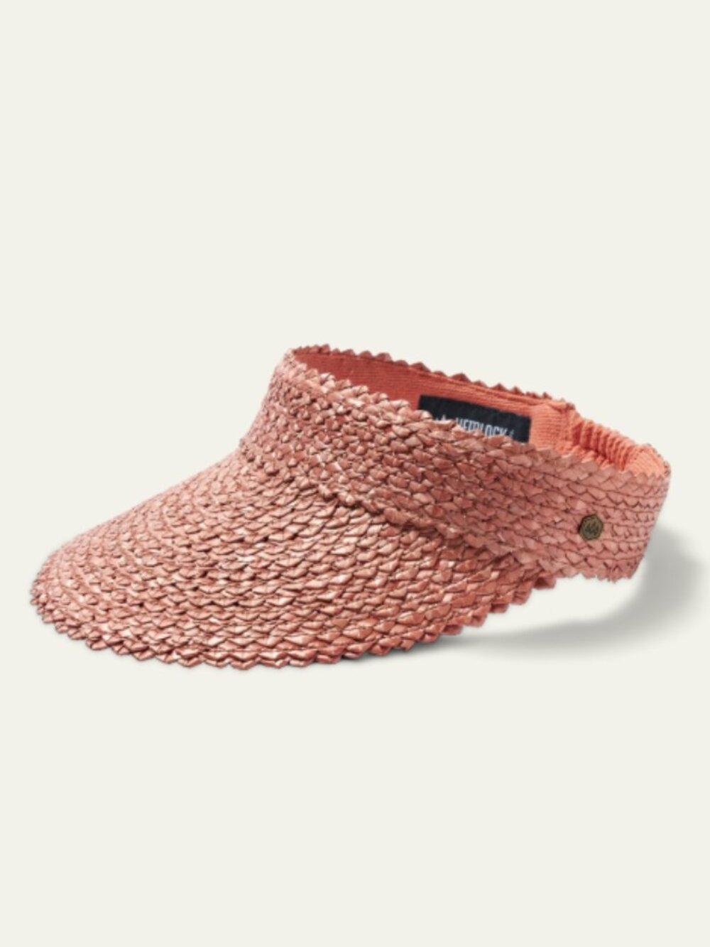 HEMLOCK I NWT Premium  Woven Wheat Straw Capri Visor in Rose Pink, one size